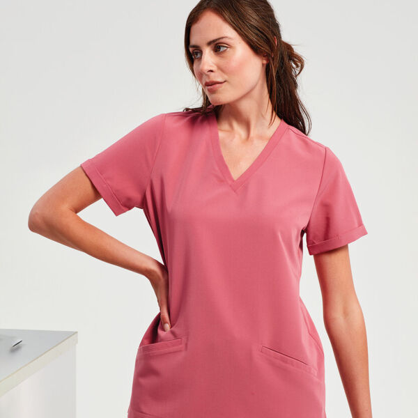 Damen V-Ausschnitt Stretch Kasack Miniaturansicht